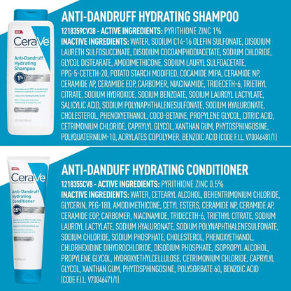 CeraVe Hydrating Anti Dandruff Shampoo, Itchy Scalp Treatment, 12oz