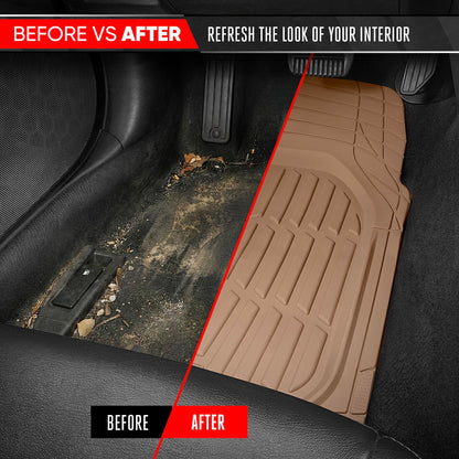 Motor Trend -2 Piece Front Car Floor Mats- Black FlexTough Contour Liners-Deep Dish Heavy Duty Rubber Floor Mats for Car SUV Truck & Van-All Weather Protection, Universal Trim to Fit