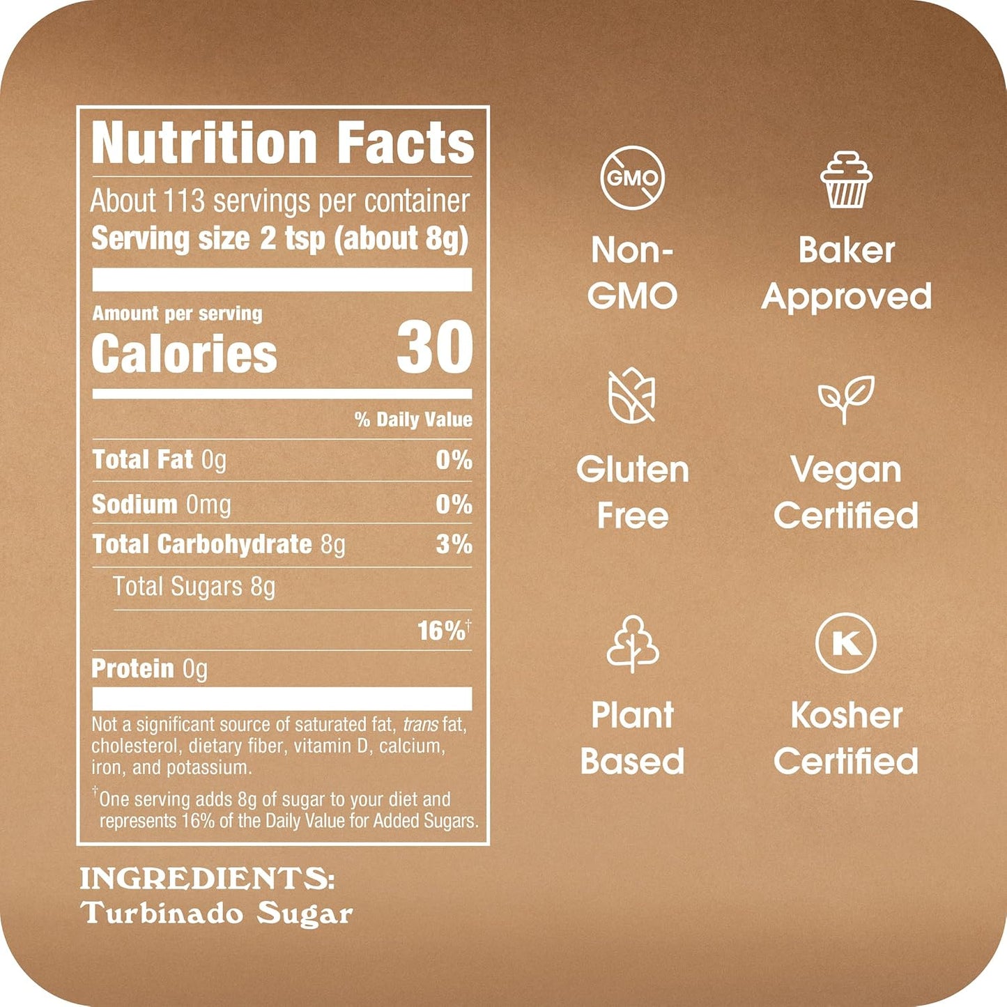 In The Raw Granulated Turbinado Cane Sugar, 2 lb Box, Pure, All-Natural Turbinado Sugar, Non-GMO Project Verified, Kosher, Vegan and Gluten Free (Pack of 12)