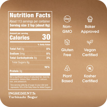 In The Raw Granulated Turbinado Cane Sugar, 2 lb Box, Pure, All-Natural Turbinado Sugar, Non-GMO Project Verified, Kosher, Vegan and Gluten Free (Pack of 12)