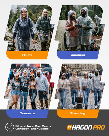 Hagon PRO Disposable Rain Ponchos for Adults (5 Pack)