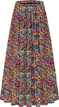NASHALYLY Women's Chiffon Elastic High Waist Pleated A-Line Maxi Skirts