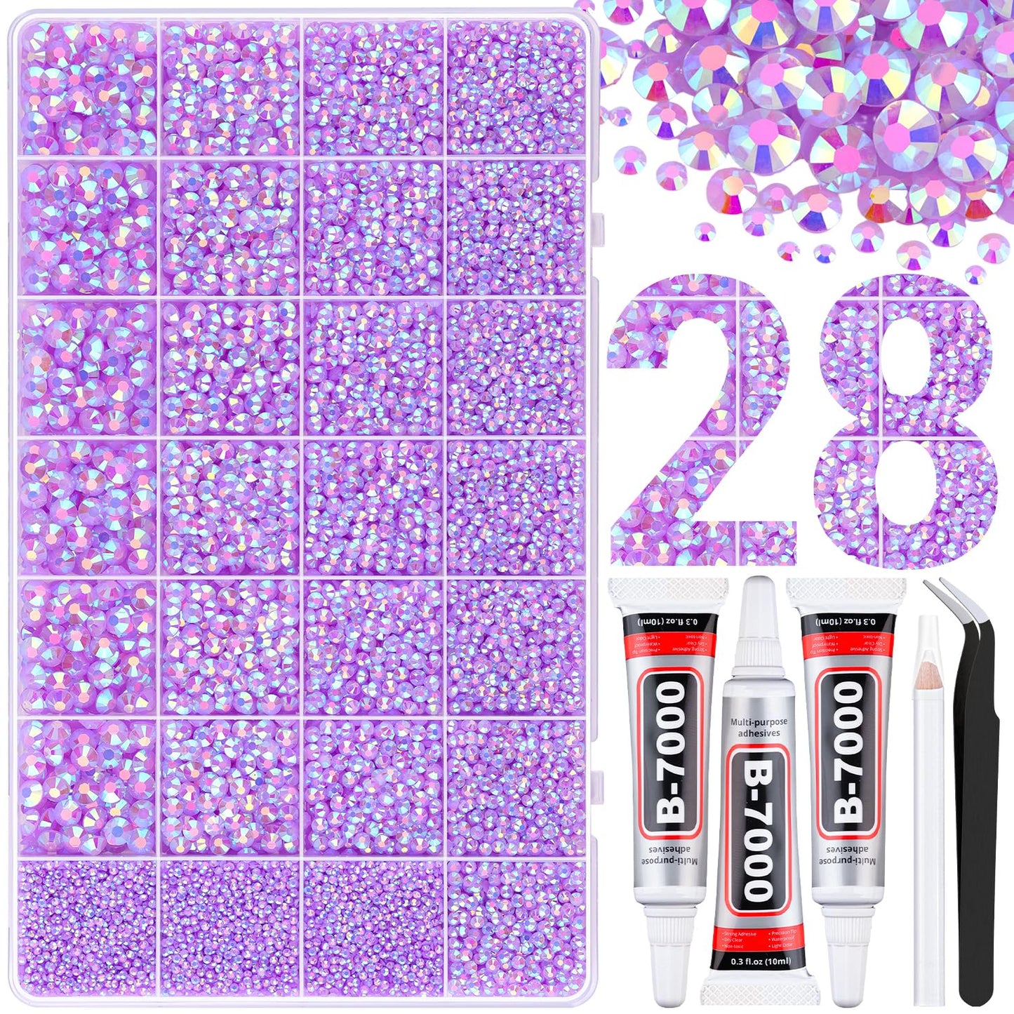 Rainbow Flatback Rhinestones for Crafting and 3PCS B7000 Glue (Set 1), 2 Boxes of 4500 PCS Resin Rhinestones Gems Charms for Bedazzling DIY Crafts Tumblers Shoes Fabric Clothing Nail Art