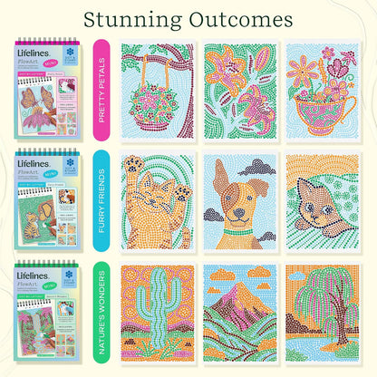 Lifelines FlowArt Mini Activity Pads, 3-Pack, Dot-by-Letter Coloring Books