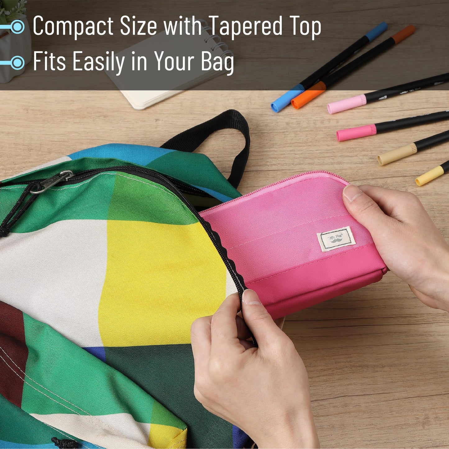 Mr. Pen- Wide-Opening Pencil Case, Triangle Design
