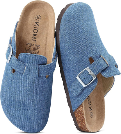 KIDMI Genuine Suede Clogs for Women Men Cork Footbed Mules Potato Shoes