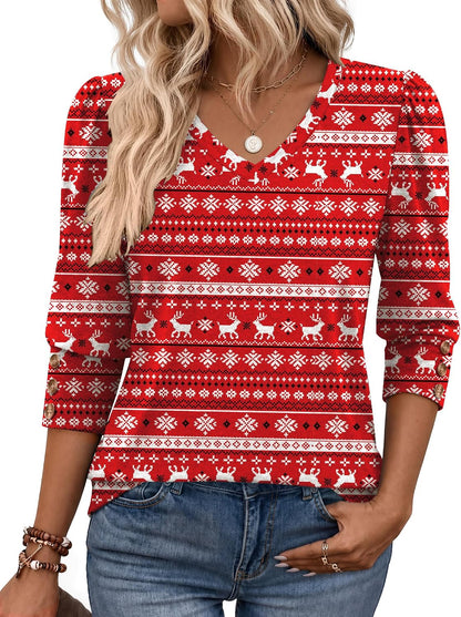 Zeagoo Womens 3/4 Sleeve V Neck T Shirts Dressy Casual Tops