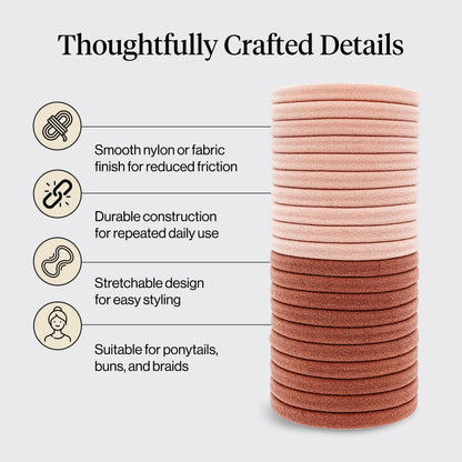 Kitsch Elastic Hair Ties No Damage | Stretchable Hair Bands - Neutral 12pcs