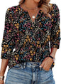WIHOLL 3/4 Length Sleeve Womens Tops with Button Cuffs Dressy Casual V Neck Summer Outfits Early Fall Fashion Spring Clothes