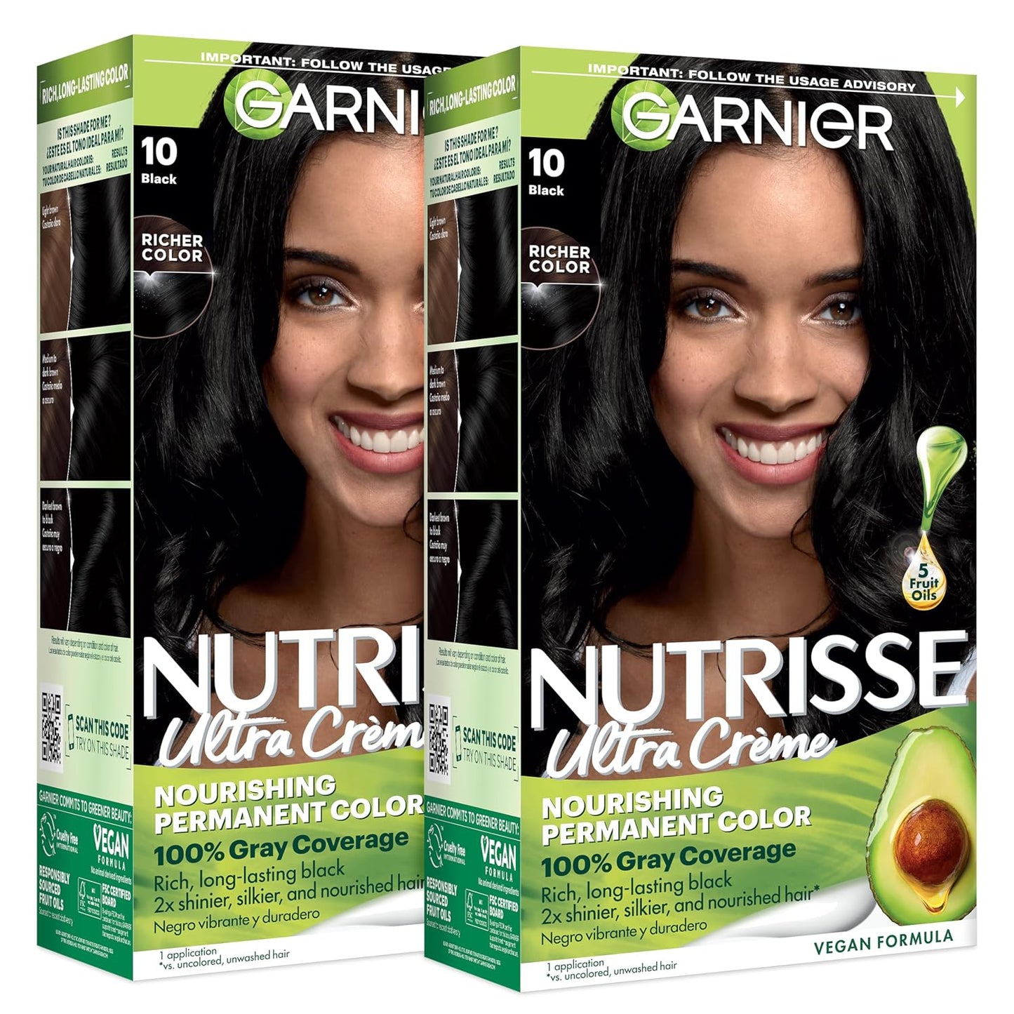 Garnier Nutrisse Ultra Crème Hair Color, Permanent Hair Dye with 100% Gray Coverage, Vegan & Cruelty-Free, 33 Darkest Golden Brown (Caramel Fudge), 1 Count