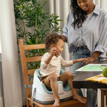 Ingenuity Baby Base 2-in-1 Booster Feeding and Floor Seat with Self-Storing Tray - Cashmere