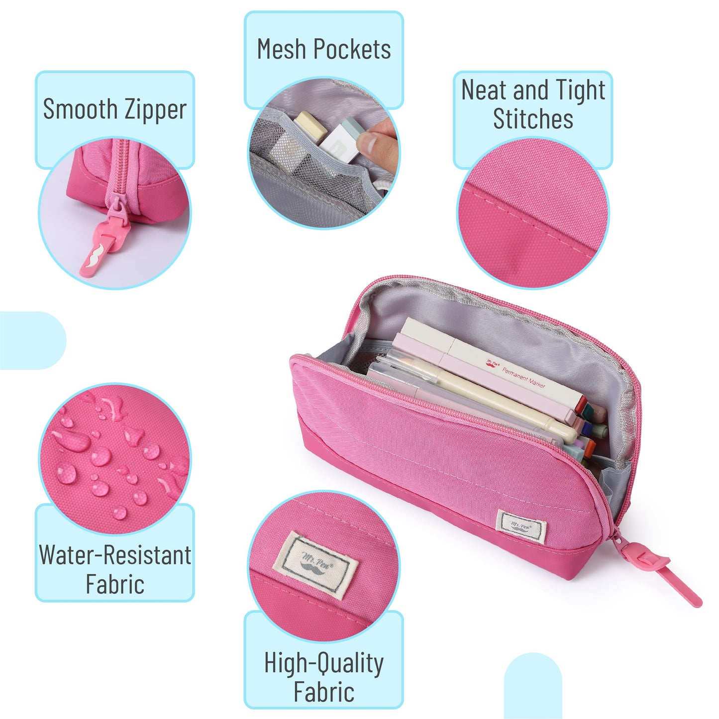 Mr. Pen- Wide-Opening Pencil Case, Triangle Design