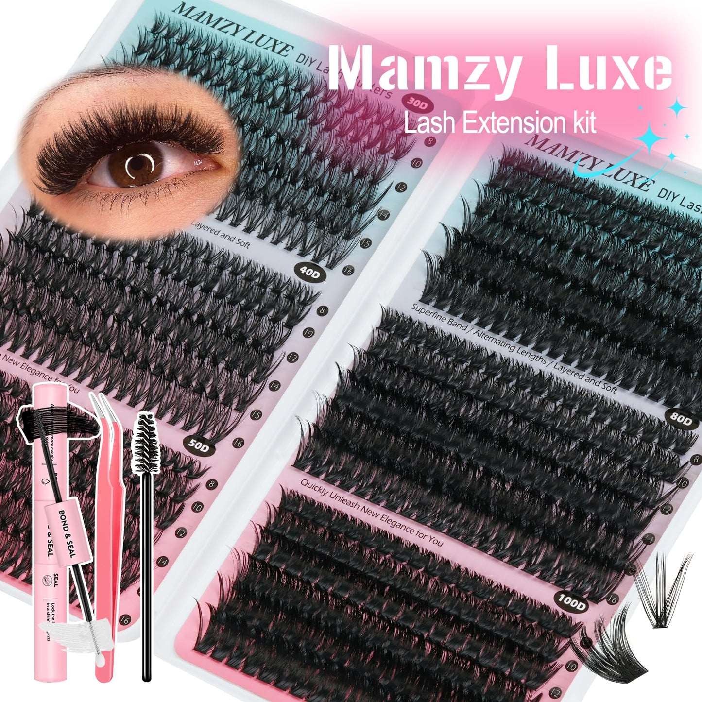 Lash Clusters Wispy 100D Eyelash Clusters 10-18mm Fluff Cluster Eyelash Extensions D Curl No Plastic Feel Individual Lashes Extension 204 Pcs Versatile False Eyelashes Clusters