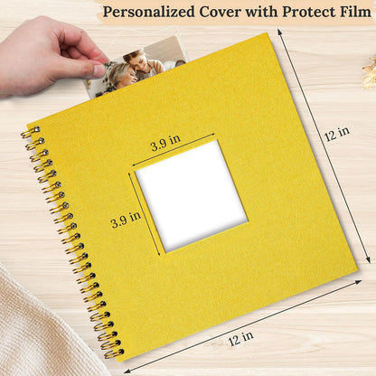 12"x12" Scrapbook Photo Album Linen Cover 40 Sheets 80 Pages White Paper