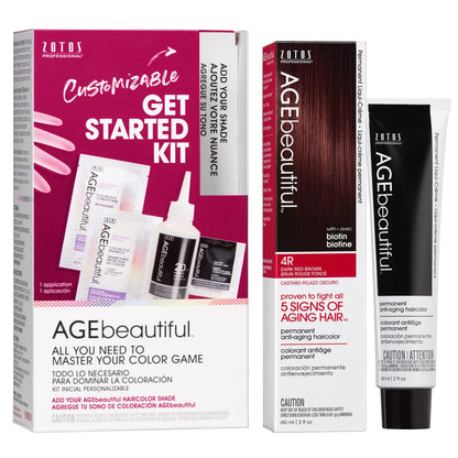 AGE beautiful Permanent Hair Color Cream, 100% Gray Coverage Hair Dye with Biotin Anti-Aging Formula for Fuller, Thicker Hair, Professional Salon Quality