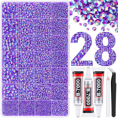 Rainbow Flatback Rhinestones for Crafting and 3PCS B7000 Glue (Set 1), 2 Boxes of 4500 PCS Resin Rhinestones Gems Charms for Bedazzling DIY Crafts Tumblers Shoes Fabric Clothing Nail Art