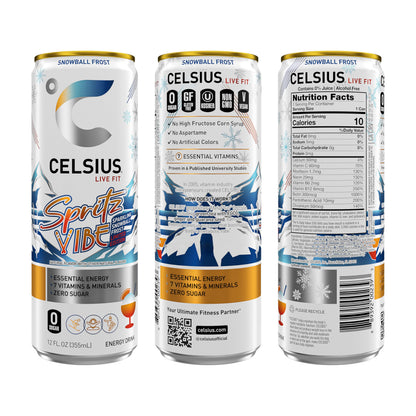 CELSIUS Sparkling Tropical Vibe, Functional Essential Energy Drink 12 Fl Oz (Pack of 12)