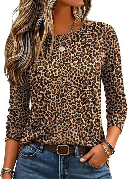 Zeagoo Women's Casual Shirts Long Sleeve Tops Crewneck Tshirts Fall Clothes