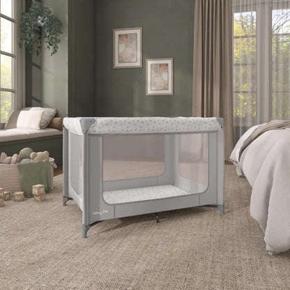 Dream On Me Zodiak Portable Playard, Compact for Travel, Carry Bag, Gray & Pink