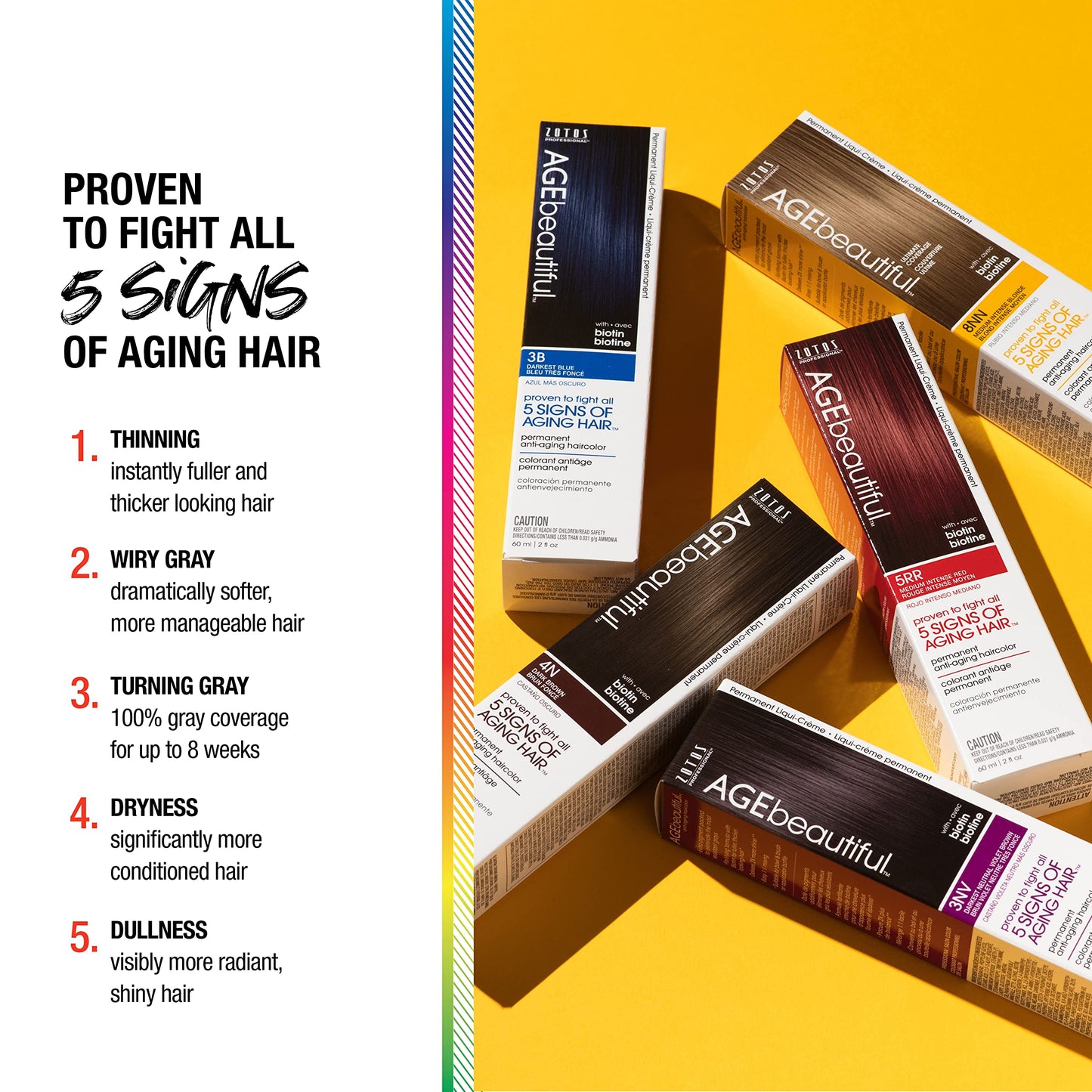 AGE beautiful Permanent Hair Color Cream, 100% Gray Coverage Hair Dye with Biotin Anti-Aging Formula for Fuller, Thicker Hair, Professional Salon Quality