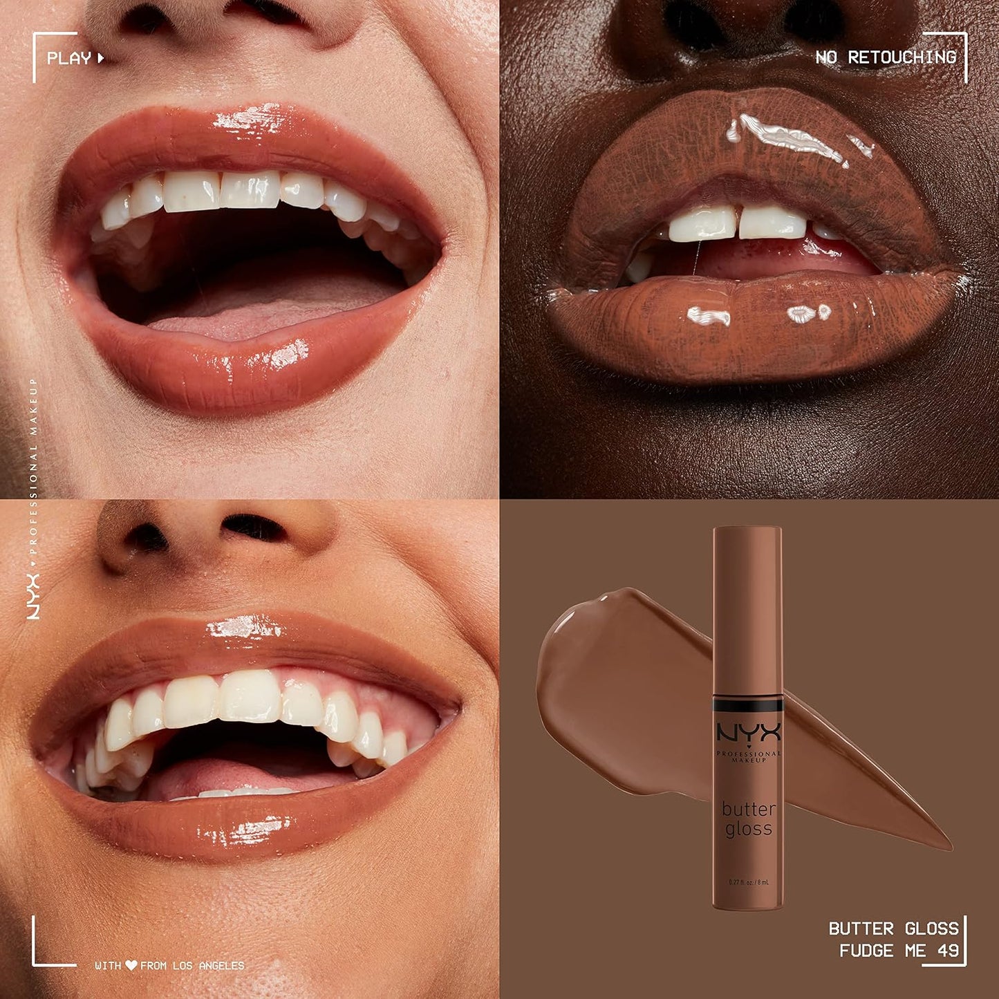 NYX PROFESSIONAL MAKEUP Butter Gloss, Non-Sticky Lip Gloss - Praline (Deep Nude)
