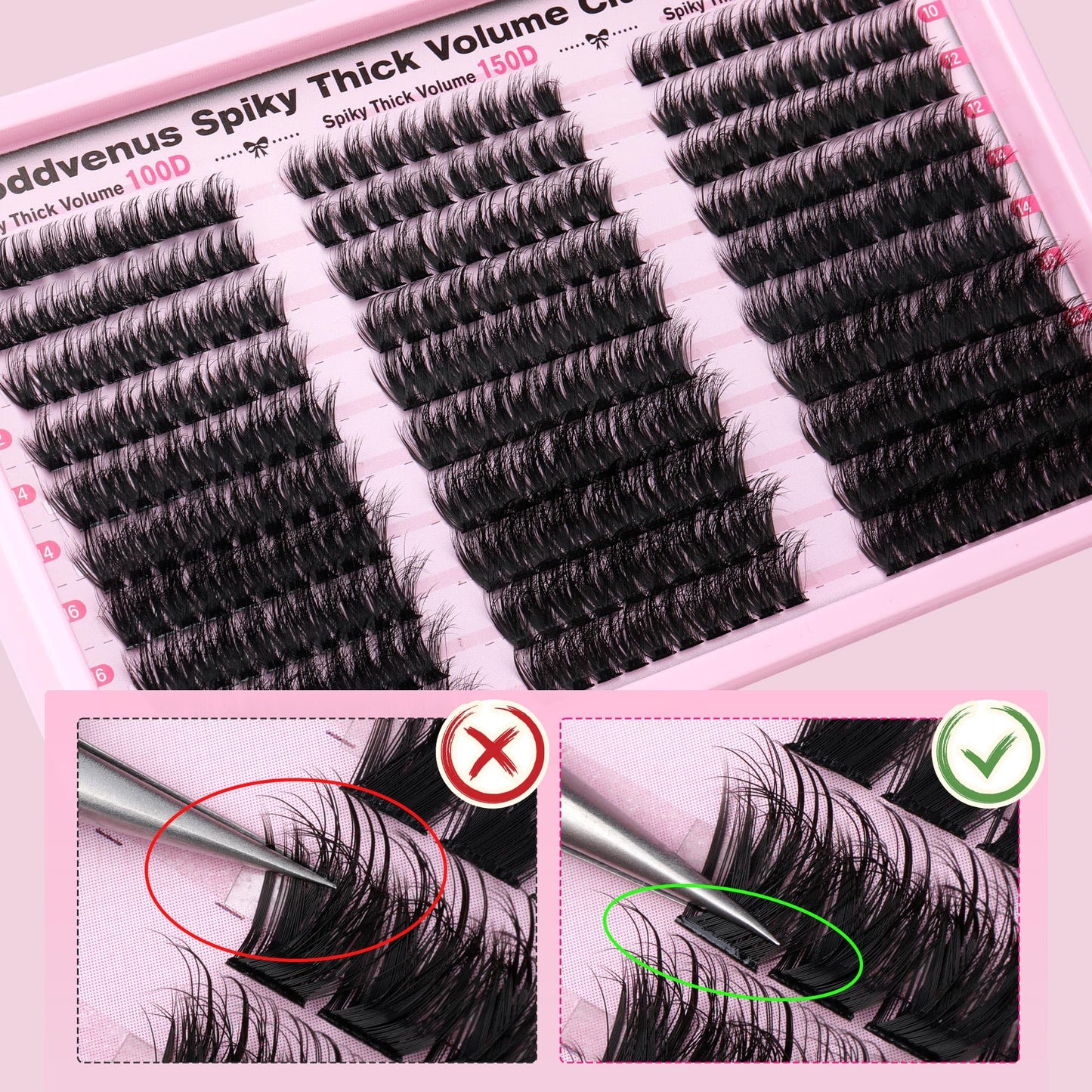 Goddvenus Brown Wispy Eye Lash Clusters Kit Natural Cluster Eyelash Extensions Kit False Eyelash Clusters Fluffy DIY Individual Lash Extensions Kit C Curl