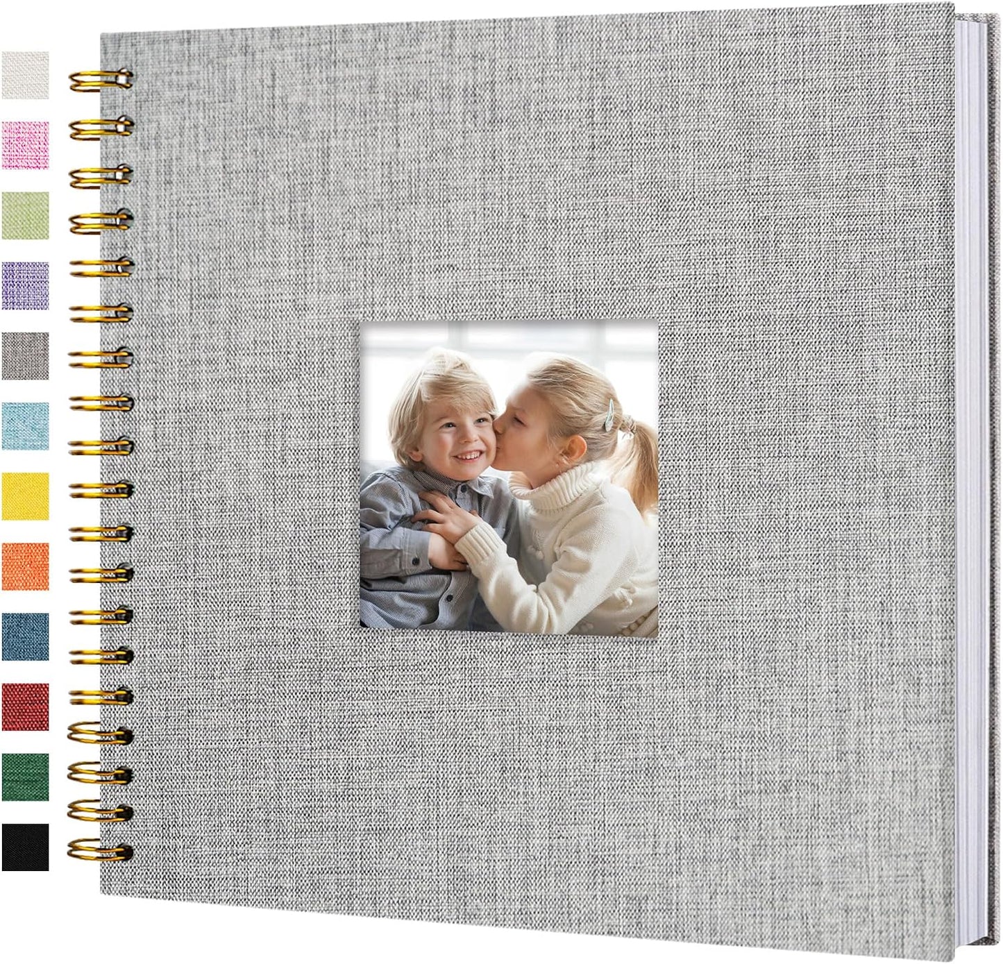 12"x12" Scrapbook Photo Album Linen Cover 40 Sheets 80 Pages White Paper