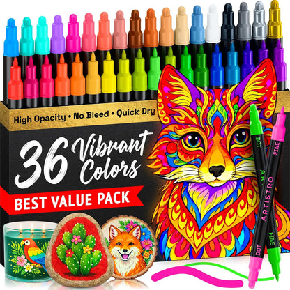 ARTISTRO Dual-Tip Acrylic Paint Marker Pens - Set of 36