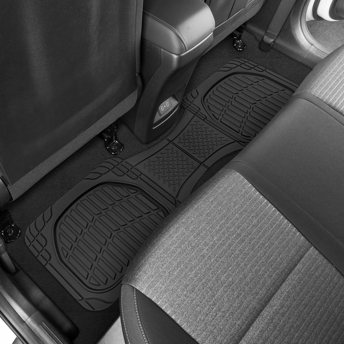 Motor Trend -2 Piece Front Car Floor Mats- Black FlexTough Contour Liners-Deep Dish Heavy Duty Rubber Floor Mats for Car SUV Truck & Van-All Weather Protection, Universal Trim to Fit