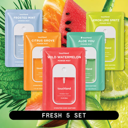 Touchland Top 5 Hydrating Hand Sanitizer Spray Set Travel Size