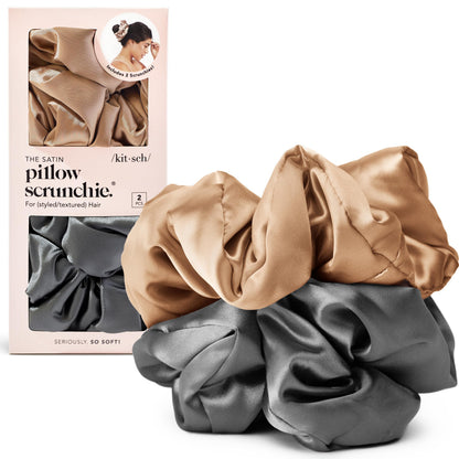 Kitsch Ultra-Petite Satin Scrunchies for Women - Eucalyptus, 6pcs