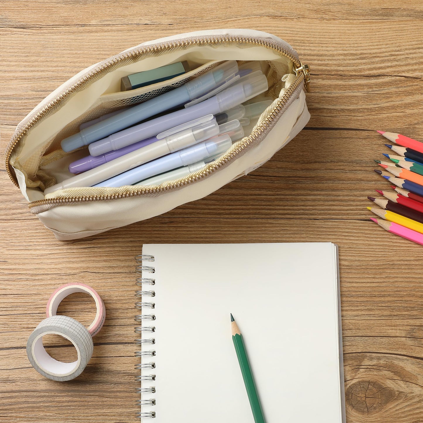 Mr. Pen- Wide-Opening Pencil Case, Triangle Design