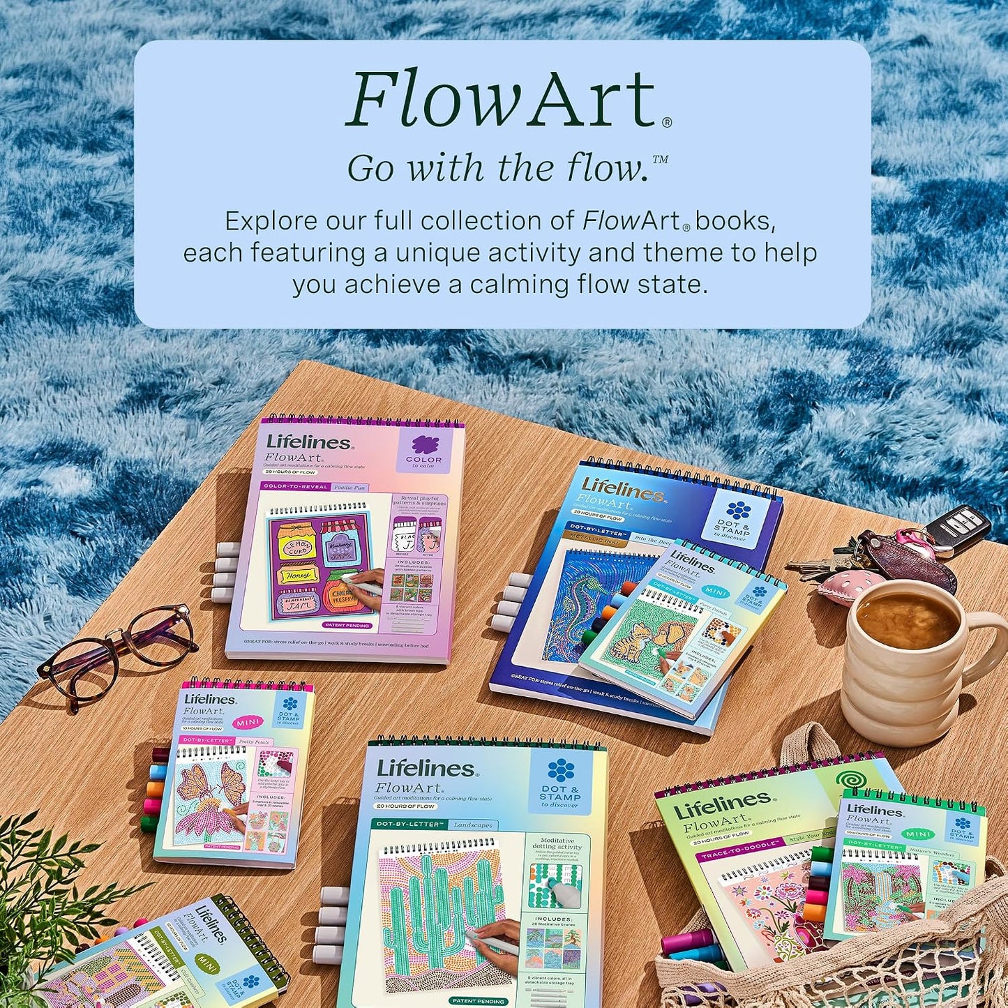 Lifelines FlowArt Mini Activity Pads, 3-Pack, Dot-by-Letter Coloring Books