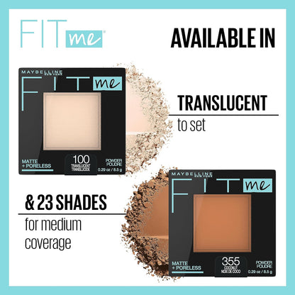 Maybelline Fit Me Matte + Poreless Pressed Face Powder Makeup & Setting Powder, Buff Beige, 1 Count
