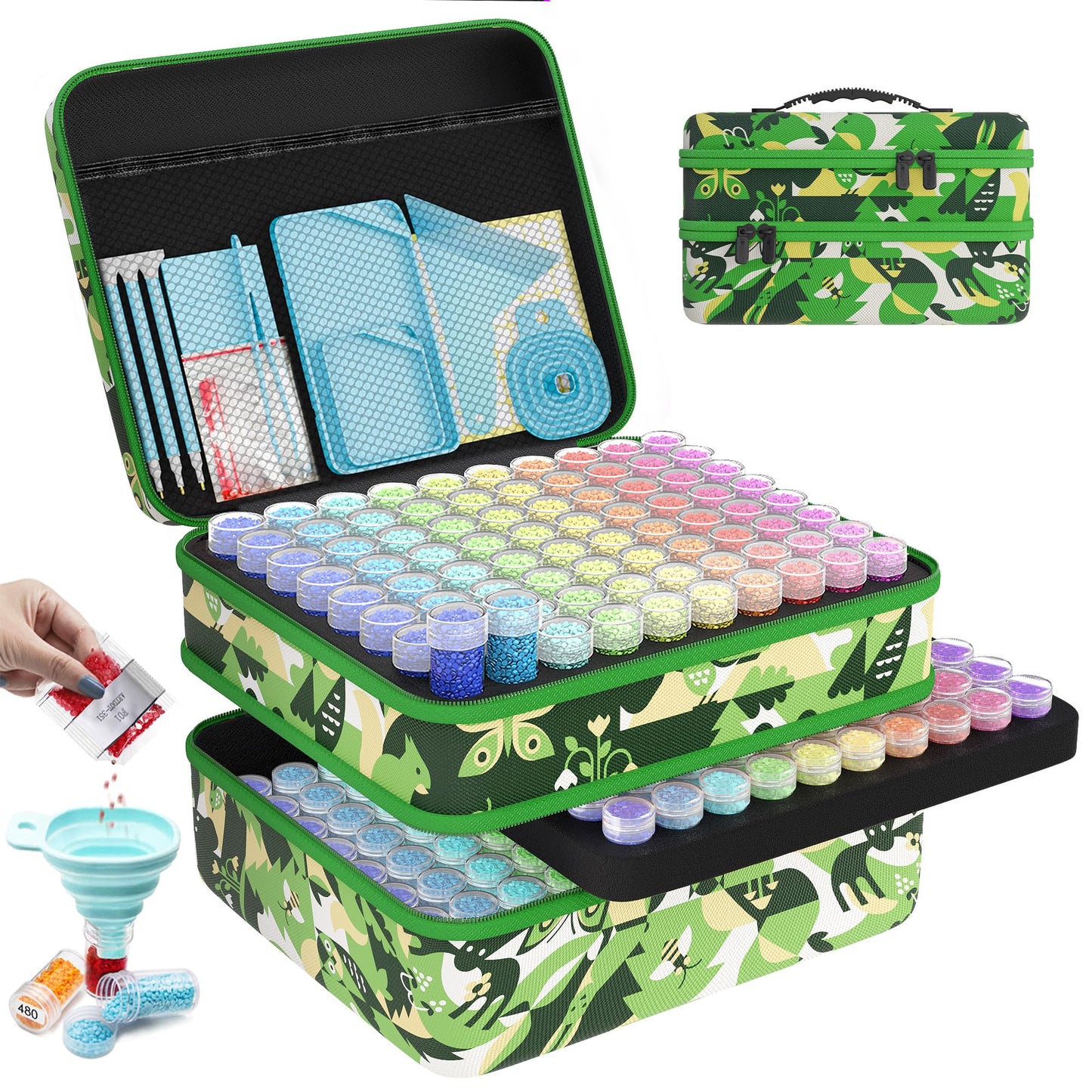 ARTDOT 60 Slots Storage Container for Diamond Art Kits for Adults, Portable Bead Storage Boxes for Diamond Painting Accessories and Tools