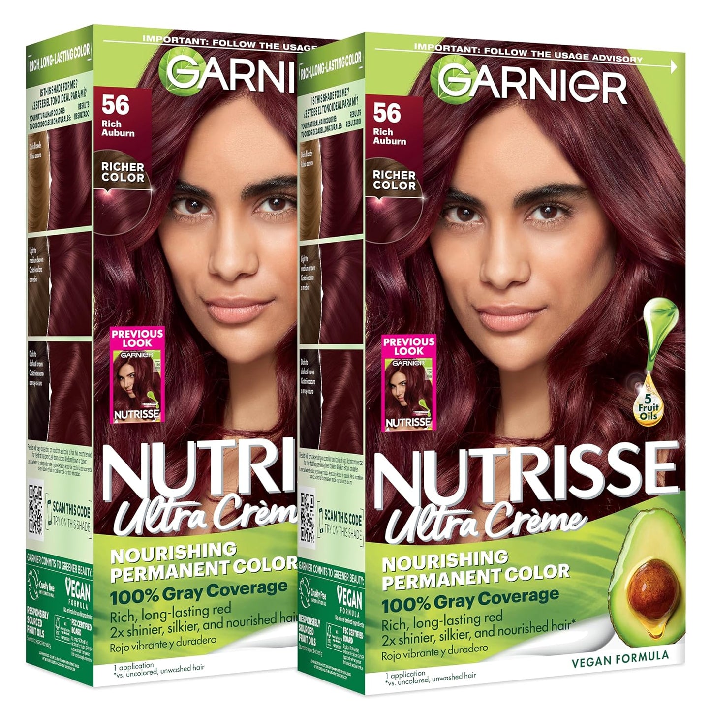 Garnier Nutrisse Ultra Crème Hair Color, Permanent Hair Dye with 100% Gray Coverage, Vegan & Cruelty-Free, 33 Darkest Golden Brown (Caramel Fudge), 1 Count