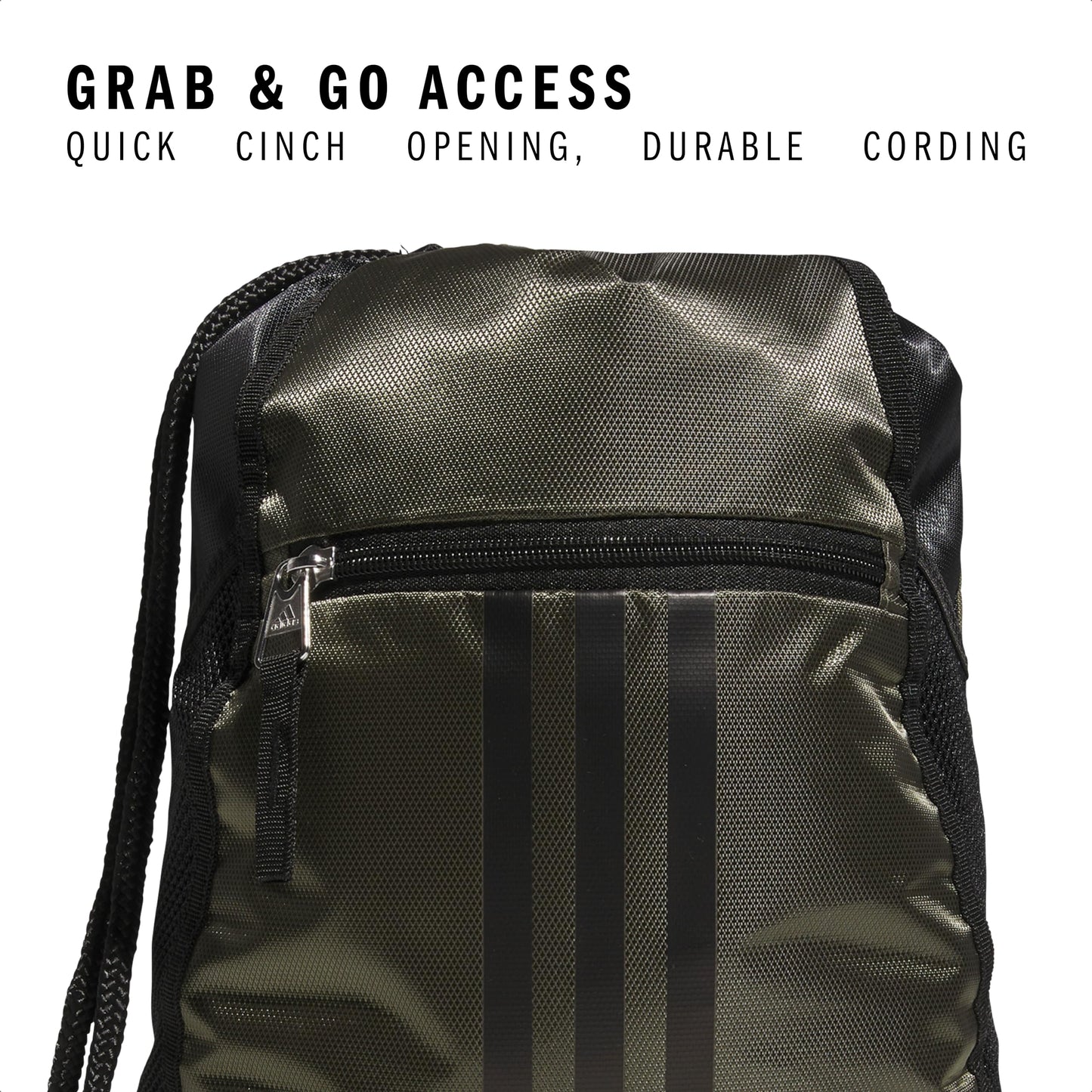 adidas Alliance Sackpack – Drawstring Backpack for Sports, Small Gym Bag, Preloved Teal Green/Black/3, OSFA