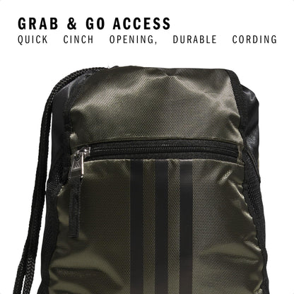 adidas Alliance Sackpack – Drawstring Backpack for Sports, Small Gym Bag, Preloved Teal Green/Black/3, OSFA