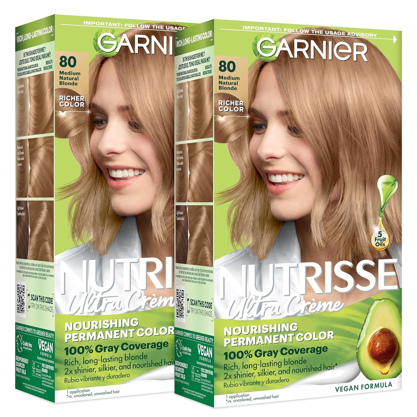 Garnier Nutrisse Ultra Crème Hair Color, Permanent Hair Dye with 100% Gray Coverage, Vegan & Cruelty-Free, 33 Darkest Golden Brown (Caramel Fudge), 1 Count
