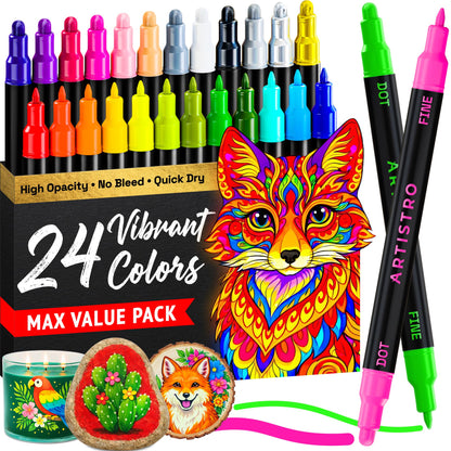 ARTISTRO Dual-Tip Acrylic Paint Marker Pens - Set of 36