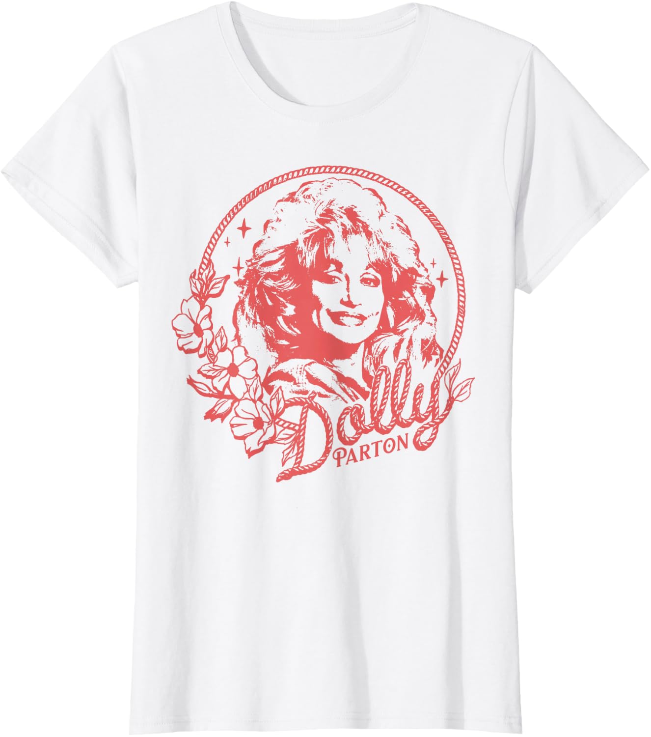 Dolly Parton Rope and Flower Framed Minimalistic Portrait T-Shirt