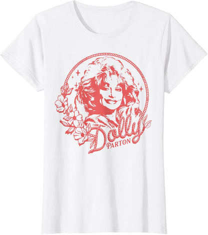 Dolly Parton Rope and Flower Framed Minimalistic Portrait T-Shirt