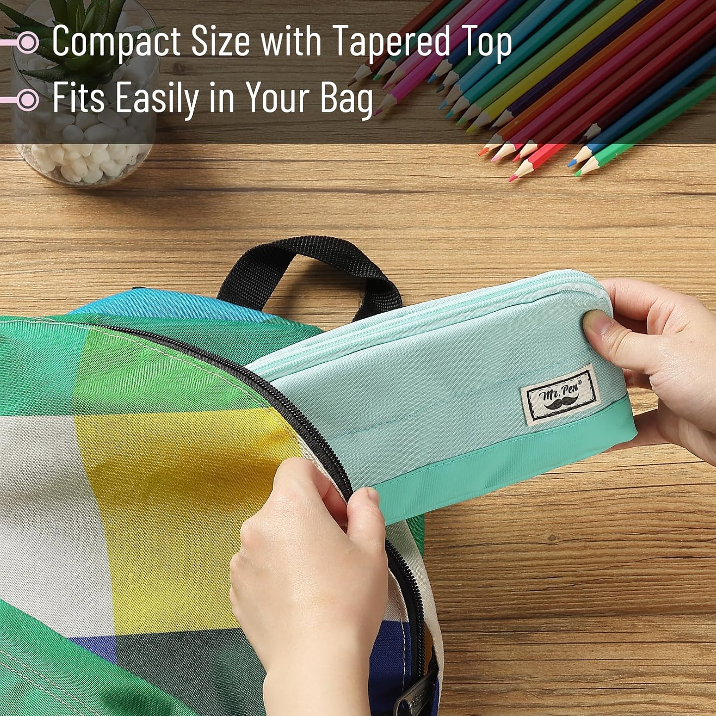 Mr. Pen- Wide-Opening Pencil Case, Triangle Design