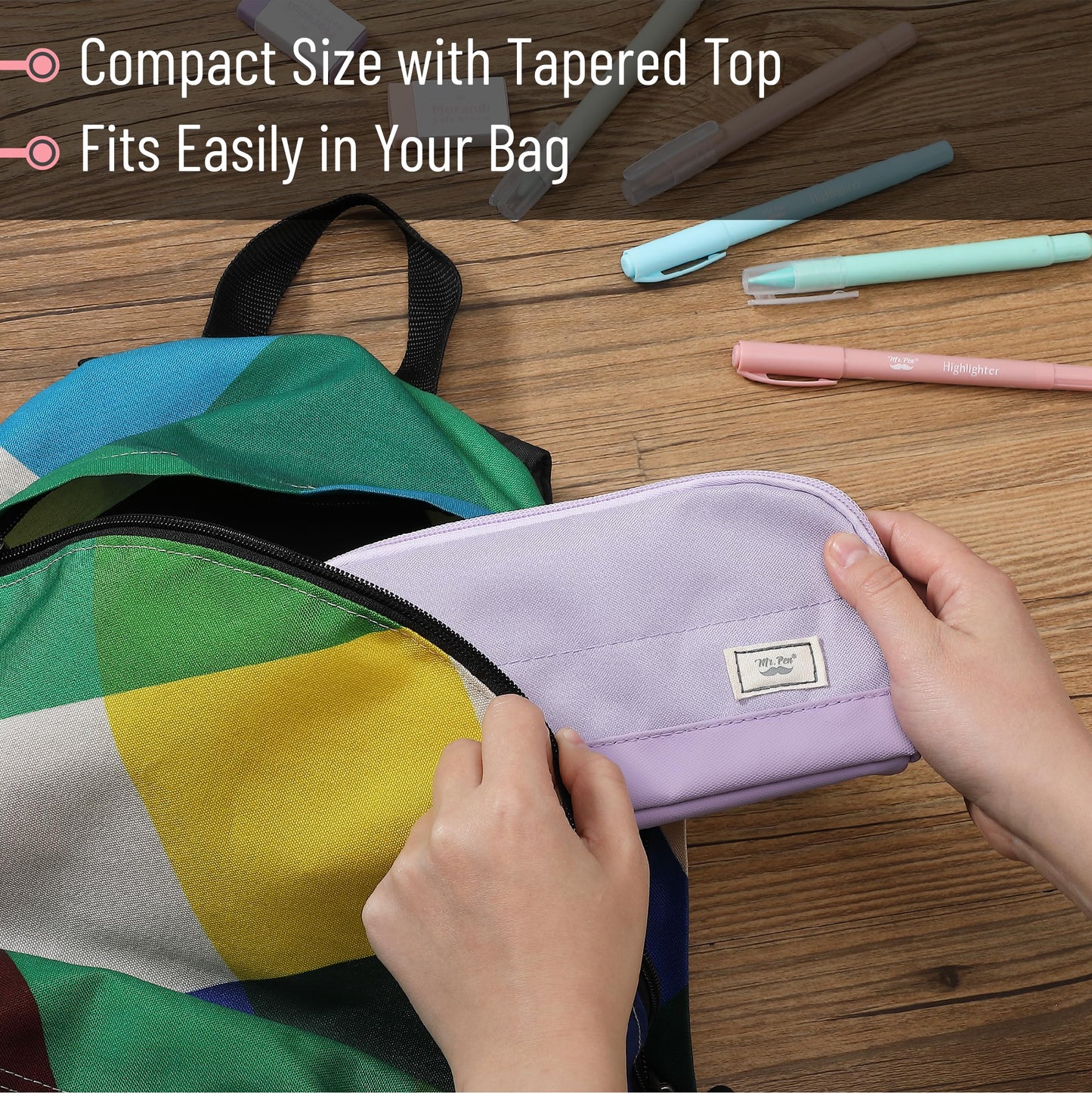 Mr. Pen- Wide-Opening Pencil Case, Triangle Design