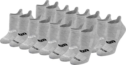 Saucony Women's RunDry Performance Heel Tab Athletic Socks, Available in S-L (8, 16, 24 Pairs)