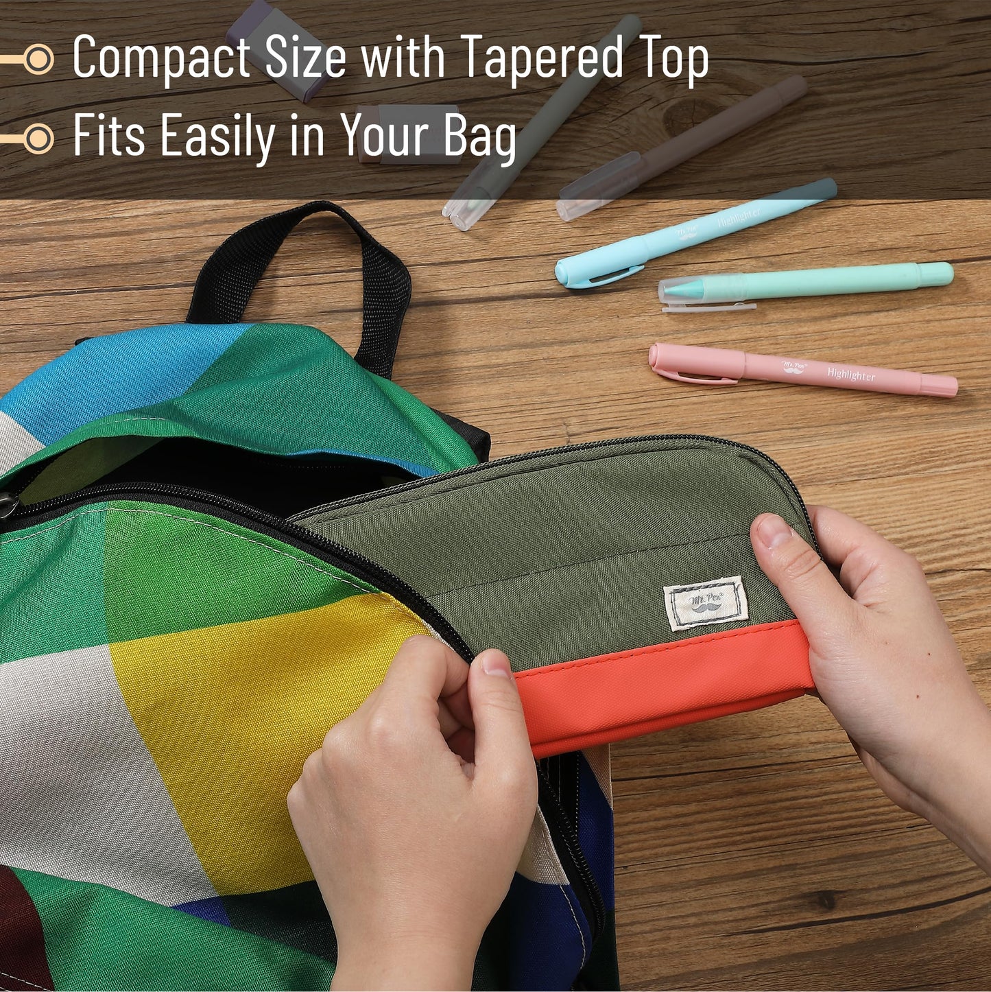 Mr. Pen- Wide-Opening Pencil Case, Triangle Design