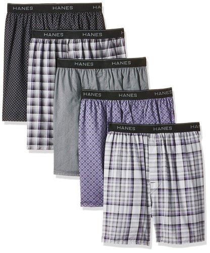 Hanes Men's Underwear Boxers Pack, Cool & Breathable Cotton Underwear, Moisture-Wicking Boxers for Men