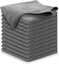 USANOOKS Microfiber Cleaning Cloth Grey - 12 Pcs (12.5"x12.5") - High Performance - 1200 Washes, Ultra Absorbent Microfiber Towel Weave Grime & Liquid for Streak-Free Mirror Shine - Car Washing Cloth