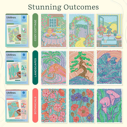 Lifelines FlowArt Mini Activity Pads, 3-Pack, Dot-by-Letter Coloring Books