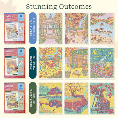 Lifelines FlowArt Mini Activity Pads, 3-Pack, Dot-by-Letter Coloring Books